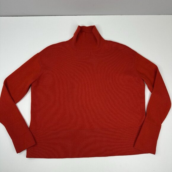 Everlane Women's Poppy Red High Neck Long Sleeve Cashmere Sweater S/C42.3 - Picture 5 of 14